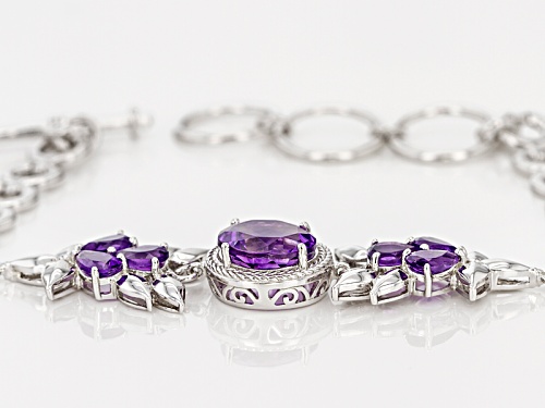 3.00ct Round And 1.68ctw Pear Shape Moroccan Amethyst Sterling Silver Bracelet - Size 7.25