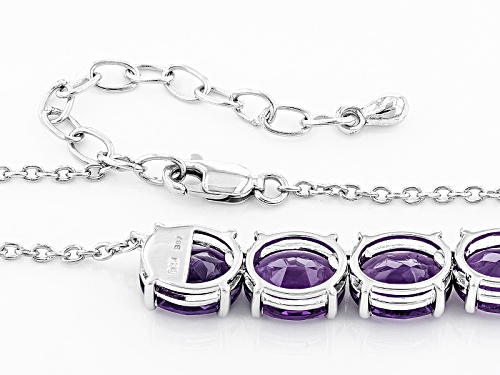 36.97ctw Oval Checkerboard Cut African Amethyst Sterling Silver Necklace - Size 18