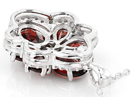 4.43ctw Vermelho Garnet™ With .38ctw White Zircon Rhodium Over Sterling Silver Pendant With Chain