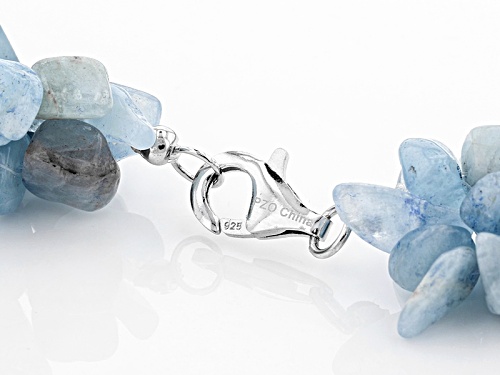 Free-Form Aquamarine Chip Rhodium Over Sterling Silver Necklace - Size 19