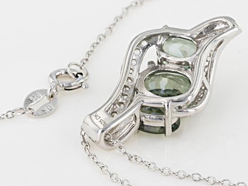 2.81ctw Green Labradorite With .37ctw White Rhodium Over Sterling Silver Pendant With Chain
