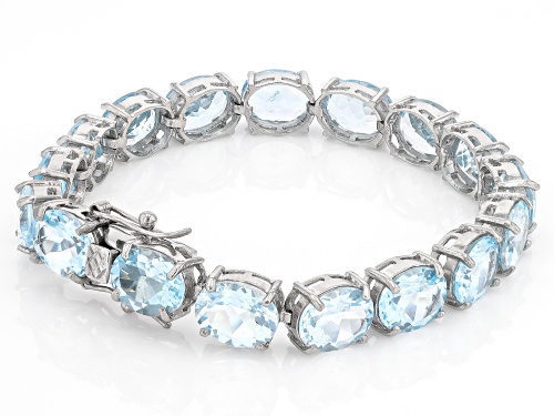 45.00ctw Glacier Topaz™ Rhodium Over Sterling Silver Bracelet - Size 7