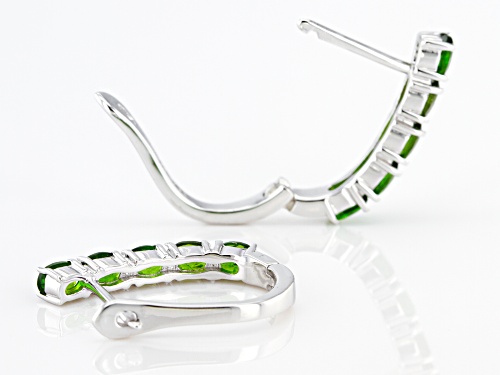 2.00ctw Oval Chrome Diopside Rhodium Over Sterling Silver Huggie Earrings