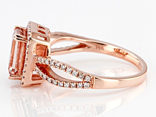 1.00ct Rectangular Cor-De-Rosa Morganite™ With 0.33ctw Round White Diamond 14k Rose Gold Ring - Size 10