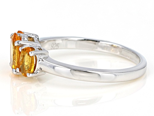 1.19ctw Mandarin Garnet 3- Stone Rhodium Over Sterling Silver Ring - Size 9