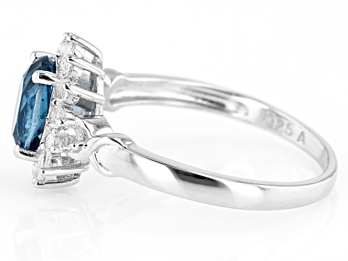 1.40ctw London Blue Topaz With 0.60ctw White Topaz Rhodium Over Sterling Silver Ring - Size 9