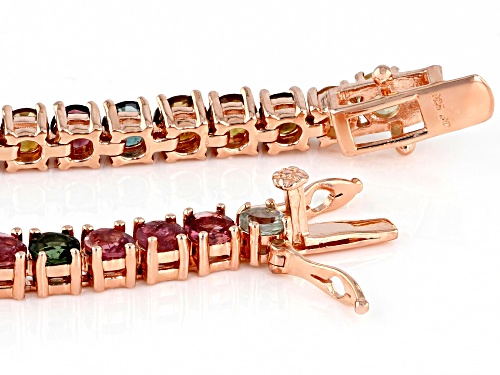 6.00ctw Multi Tourmaline Pink Rhodium Over Silver Sterling Bracelet - Size 7.5