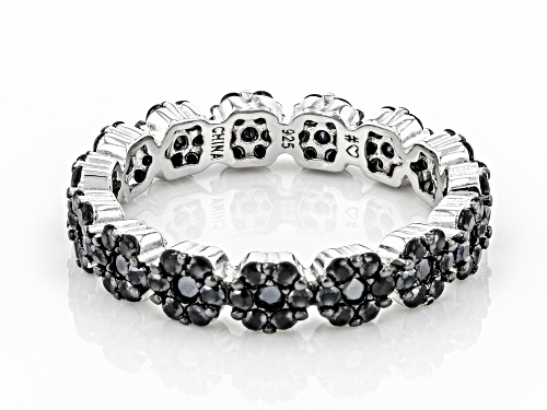 1.37ctw Black Spinel Rhodium Over Sterling Silver Band Ring - Size 6