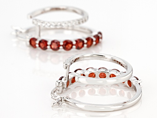 2.25ctw Garnet With .35ctw White Zircon Rhodium Over Sterling Silver Earring Set