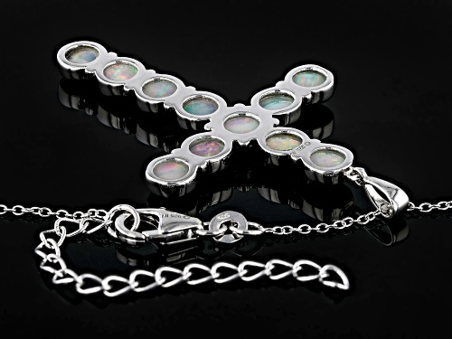 5mm Round Ethiopian Opal Rhodium Over Sterling Silver 18