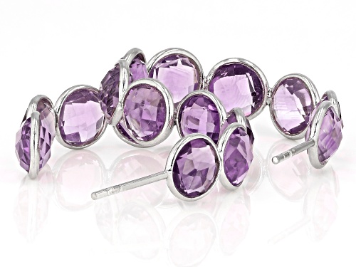 22.00ctw Round 8mm Purple Amethyst Rhodium Over Sterling Silver Earrings