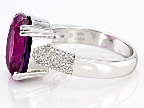 6.00ctw Lab Created Purple Sapphire with 0.40ctw White Zircon Rhodium Over Sterling Silver Ring - Size 8