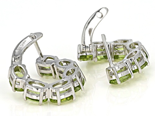 6.00ctw Oval Green Peridot Rhodium Over Sterling Silver Earrings