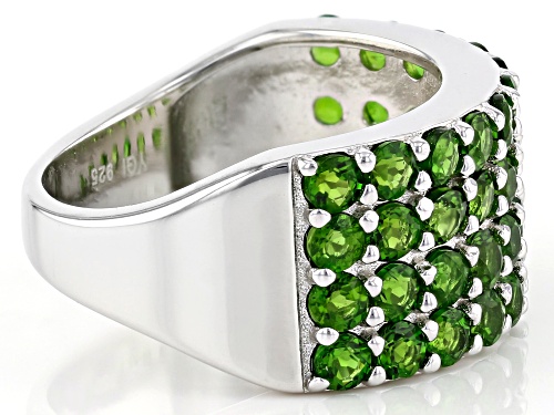 2.86ctw Round Chrome Diopside Rhodium Over Sterling Silver Ring - Size 8
