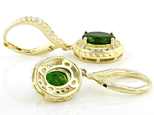 2.50ctw Chrome Diopside With 1.18ctw White Zircon 18k Yellow Gold Over Sterling Silver Earrings