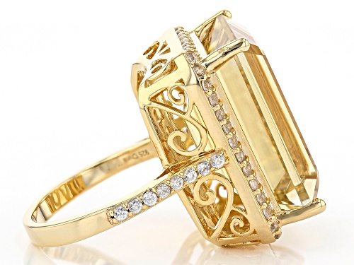18.00ct Yellow Citrine with 1.15ctw White Zircon 18k Yellow Gold Over Sterling Silver Ring - Size 8