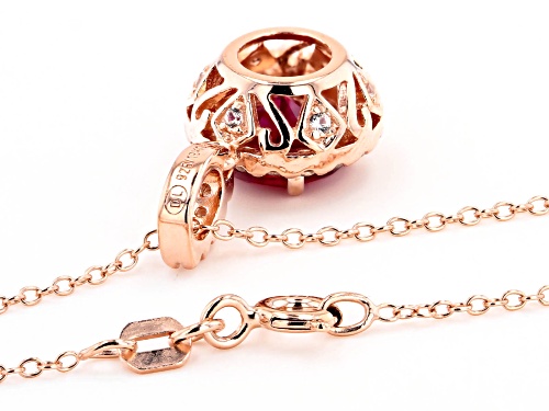 3.47ctw Lab Ruby & .78ctw Lab Sapphire 18k Rose Gold Over Silver Pendant W/Chain & Earring Set
