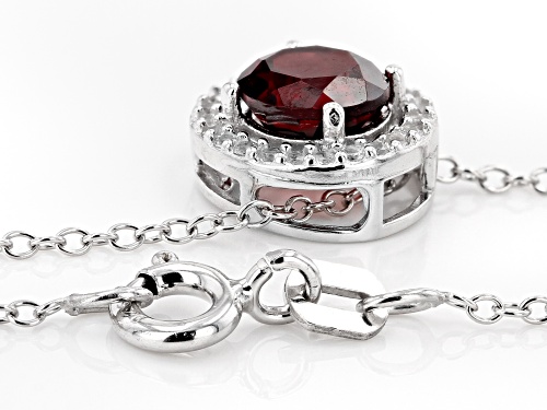 1.89ctw Garnet and 0.33ctw Lab White Sapphire Rhodium Over Sterling Silver Pendant and Earring Set