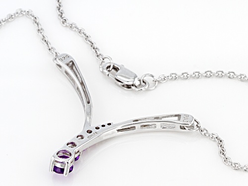 0.35ctw African Amethyst, Lab White Sapphire &   Amethyst Rhodium Over Silver Necklace - Size 18