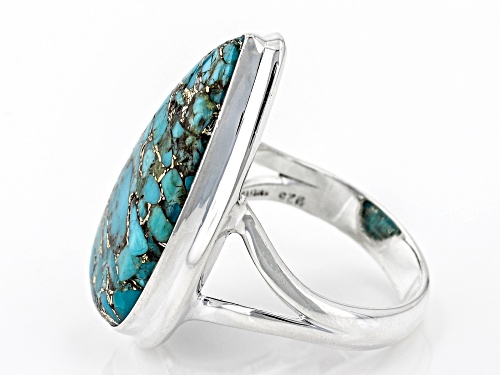 27x14mm Pear Shaped Blue Turquoise Sterling Silver Ring. - Size 7