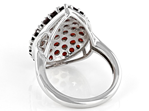 3.45ctw Round Garnet Rhodium Over Sterling Silver Cluster Ring - Size 7