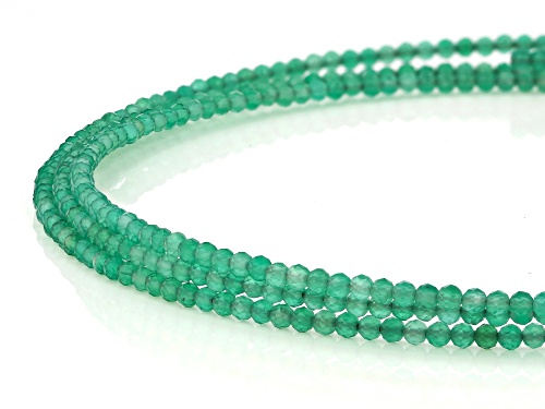 2x2mm Green Onyx Stainless Steel Beaded Wrap Choker Necklace - Size 38
