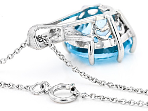 6.25ct Glacier Topaz™ and 0.01ctw White Topaz Rhodium Over Sterling Silver Pendant with Chain.