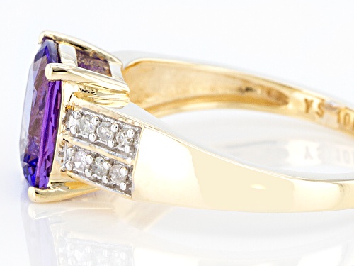 1.75ctw Tanzanite With 0.08ctw Diamond 10K Yellow Gold Ring - Size 7