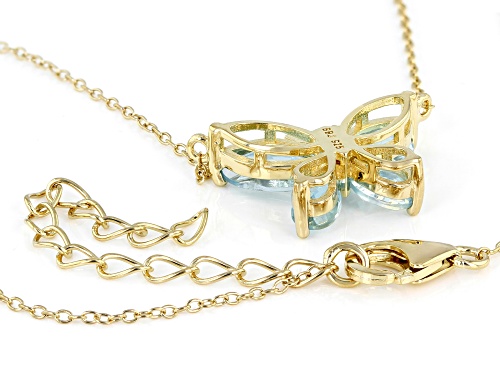 3.24ctw Sky Blue Topaz With White Diamond Aceent 18K Yellow Gold Over Sterling Silver Necklace. - Size 16