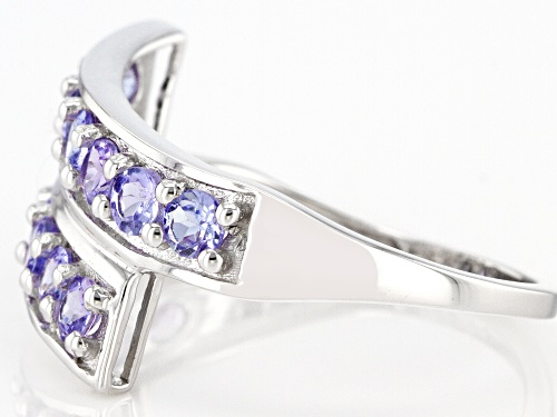 1.23ctw Round Tanzanite Rhodium Over Sterling Silver Ring - Size 5