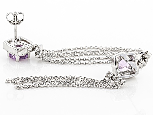 1.45ctw Lavender Amethyst With 0.12ctw White Diamond Rhodium Over Sterling Silver Earrings