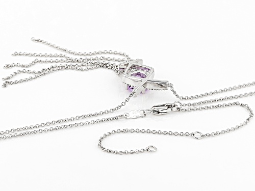 1.15ct Round Lavender Amethyst With 0.09ctw Diamond Accent Rhodium Over Silver Necklace