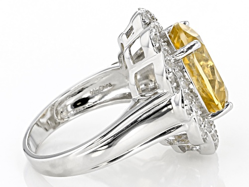 5.50ctw Citrine With 1.06ctw White Zircon Rhodium Over Sterling Silver Ring - Size 7