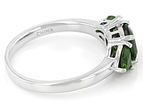 1.78ctw Chrome Diopside Rhodium Over Sterling Silver 3-Stone Ring - Size 7
