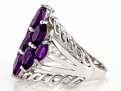 2.85ctw Oval African Amethyst Rhodium Over Sterling Silver Ring - Size 7
