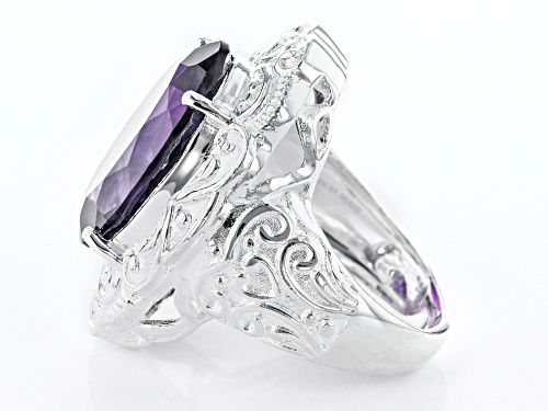 13.50ct Oval African Amethyst Sterling Silver Over Brass Ring - Size 8