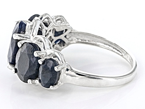 5.50ctw Oval Blue Sapphire Sterling Silver Ring - Size 8