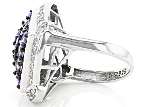 1.50ctw Round Tanzanite With 0.85ctw White Zircon Rhodium Over Sterling Silver Ring - Size 8