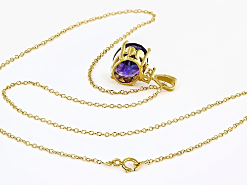 5.30ct Oval African Amethyst With 0.30ctw White Topaz 18k Yellow Gold Over Silver Pendant Chain