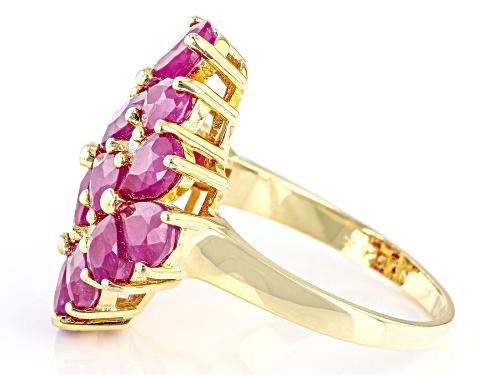 4.50ctw Ruby With 0.20ctw White Zircon 14k Yellow Gold Over Sterling Silver Ring - Size 8