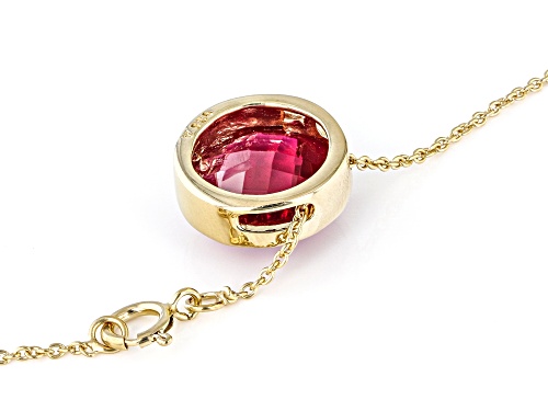 4.50ct Round Lab Created Ruby 18k Yellow Gold Over Sterling Silver Solitaire Pendant With Chain