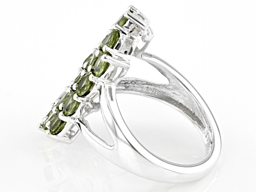 3.56ctw Oval Peridot Rhodium Over Sterling Silver Ring - Size 7