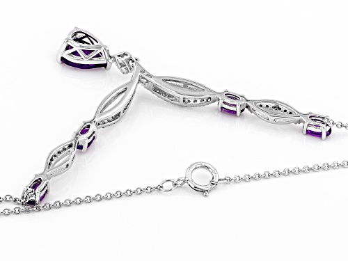 2.03ctw Amethyst With 0.25ctw Lab Created White Sapphire Rhodium Over Sterling Silver Necklace - Size 18