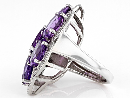 17.01ctw Oval African Amethyst With 0.80ctw White Zircon Rhodium Over Silver Ring - Size 8