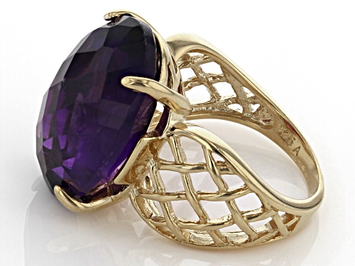 13.25ct Oval African Amethyst 18k Yellow Gold Over Sterling Silver Solitaire Ring - Size 7