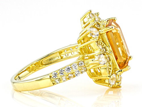 2.70ct Citrine With 1.26ctw White Zircon 18k Yellow Gold Over Sterling Silver Ring - Size 10
