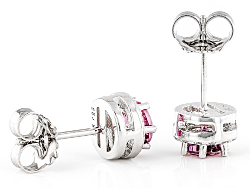 1.00ct Blush Color Garnet With 0.34ctw White Zircon Rhodium Over Sterling Silver Stud Earrings