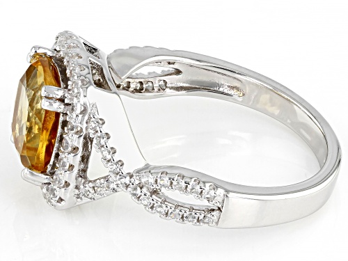 1.90ct Citrine With 0.55ctw Lab Created White Sapphire Rhodium Over Sterling Silver Ring - Size 7
