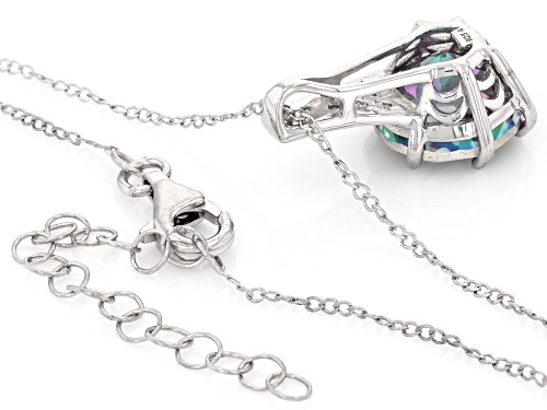 4.75ct Mystic™ Quartz with 0.10ctw White Topaz Rhodium Over Sterling Silver Pendant with Chain