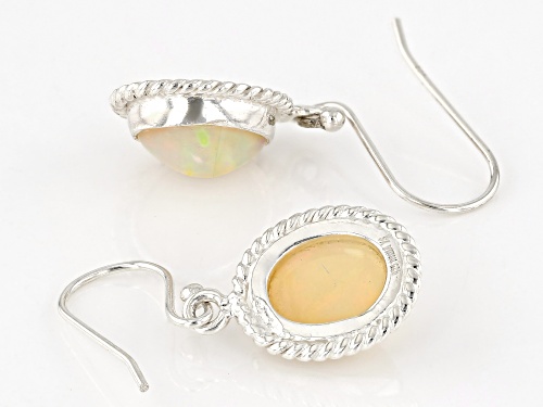 3.40ctw Oval Cabochon Ethiopian Opal Sterling Silver Dangle Earrings